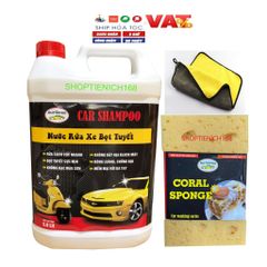 Combo Nước Rửa Xe Bọt Tuyết Autopro 5L + Mút Vệ Sinh 21cm + Khăn Lau Microfiber - Bộ Sản Phẩm Chăm Sóc Ô Tô, Xe Máy Siêu Sạch