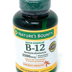 Viên Bổ Sung Vitamin B12 Nature’s Bounty 2500mcg - Hỗ Trợ Tăng Năng Lượng & Cải Thiện Trí Nhớ, 300 Viên Ngậm Tan Nhanh