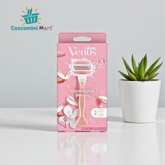 Dao cạo Gillette Venus Comfortglide 3 lưỡi, tay cầm mềm mại, hương hoa trà trắng, dành cho vùng bikini nhạy cảm - Set 1 tay cầm + 2 đầu thay thế