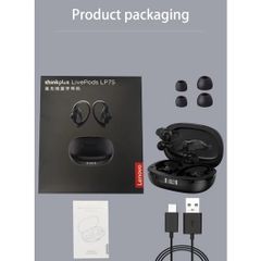 Tai Nghe Bluetooth Lenovo Thinkplus LP75 V5.3 - Tai Nghe Thể Thao Chống Nước HiFi Stereo Không Dây, Thời Gian Nghe 28 Giờ