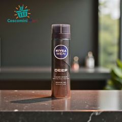 Gel cạo râu Nivea Deep Clean 200ml - Gel cạo râu với than hoạt tính, hương Vanilla Bourbon, bảo vệ da, dễ chịu cho phái mạnh