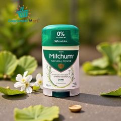 Lăn Khử Mùi Mitchum Men Natural Power 40g - Hấp Thụ Mồ Hôi, Dịu Nhẹ, Vegan, Không Nhôm, Dùng Cho Da Nhạy Cảm