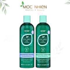 Combo Dầu Gội Xả Hask Tea Tree Oil & Rosemary 355ml - Phục Hồi Tóc Khô Hư Tổn, Dưỡng Ẩm, Làm Sạch Da Đầu