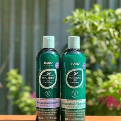 Combo Dầu Gội Xả Hask Tea Tree Oil & Rosemary 355ml - Phục Hồi Tóc Khô Hư Tổn, Dưỡng Ẩm, Làm Sạch Da Đầu
