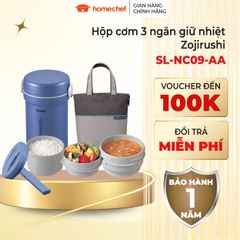 Hộp cơm giữ nhiệt 3 ngăn Zojirushi SL-NC09-AA 0.84L - Thép không gỉ, an toàn, tiện lợi cho văn phòng và dã ngoại, bảo hành 1 năm