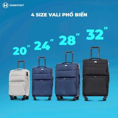 Vali vải cao cấp Hùng Phát 026 - Thiết kế thanh lịch, nhiều ngăn tiện dụng, khóa số bảo mật, bền đẹp cho công sở và du lịch - Nhiều kích thước và màu sắc