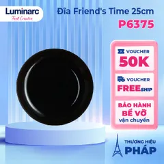 Đĩa Thủy Tinh Luminarc Friend's Time 25cm P6375 - Kiểu Dáng Hiện Đại, Chịu Va Đập Tốt, An Toàn Trong Lò Vi Sóng, Hàng Chính Hãng Pháp