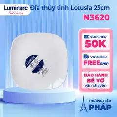 Đĩa thủy tinh Luminarc Lotusia 23cm N3620 - Đĩa ngọc trắng sang trọng, chống sốc nhiệt, sử dụng an toàn trong lò vi sóng, hàng chính hãng từ Pháp