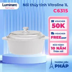Nồi thủy tinh Luminarc Blooming C6315, dung tích 1L, dùng bếp ga, bếp hồng ngoại, sản xuất tại Pháp