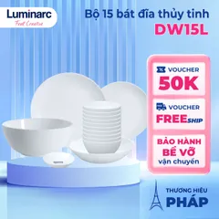 Bộ bát đĩa (tô, chén, dĩa) thủy tinh  Luminarc Diwali 15 chi tiết, chịu sốc nhiệt tốt - DW15L