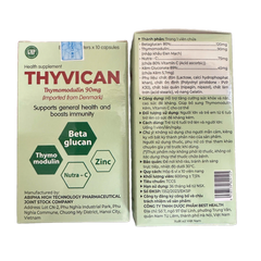 Viên Uống Thyvican Bổ Sung Thymomodulin, Kẽm, Vitamin C - Hỗ Trợ Tăng Cường Sức Đề Kháng Cho Cơ Thể - 60 Viên