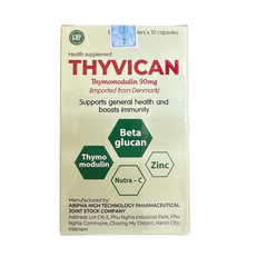 Viên Uống Thyvican Bổ Sung Thymomodulin, Kẽm, Vitamin C - Hỗ Trợ Tăng Cường Sức Đề Kháng Cho Cơ Thể - 60 Viên