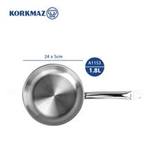 Chảo Inox Korkmaz Proline 24cm 1.8L - Dùng cho Bếp Từ, Chất Liệu 18/10 Cao Cấp, Bền Bỉ, Dễ Dàng Vệ Sinh - Made in Turkey