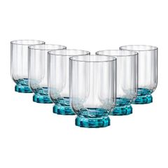 Bộ 6 Ly Thủy Tinh Florian 300ml Bormioli Rocco - Ly Uống Nước Sang Trọng Màu Trắng Xanh, Cao Cấp Ý, Dễ Dàng Vệ Sinh
