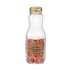 Chai Thủy Tinh Quattro Juice 1L Bormioli Rocco - Nắp Vặn Kín Chất Lượng Cao, Chai Đựng Nước Ép & Sữa Hạt Từ Ý