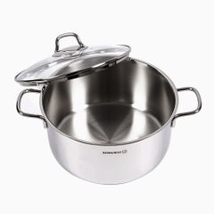 Nồi inox 18/10 Korkmaz Perla 1L 1.8L 2.3L - Nắp kính trong suốt, đáy 3 lớp, sản xuất tại Thổ Nhĩ Kỳ, bền bỉ, an toàn cho sức khỏe