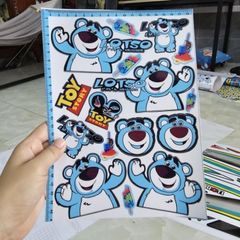 Tem dán trang trí xe máy Gấu Dâu Lotso A4 - Tem 3 Lớp Chống Nước Bền Bỉ, Họa Tiết Sắc Nét, Bảo Hành Trọn Đời