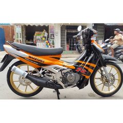 Tem Dán 3 Lớp Cao Cấp Suzuki Satria 2000 Cam Đen - Chống Nước, Bảo Hành Trọn Đời, Họa Tiết Sáng Bóng, Dễ Dán