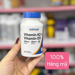 Nutricost Vitamin K2D3 120 Viên - Hỗ Trợ Hấp Thụ Canxi, Tăng Cường Sức Khỏe Xương Khớp, Phòng Ngừa Loãng Xương