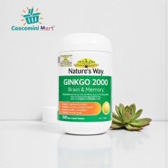 Viên uống bổ não Nature's Way Ginkgo 2000 - Tăng cường trí nhớ và nhận thức cho người trưởng thành - 120 viên