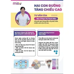 Canxi Midu MenaQ7 180mcg Hỗ Trợ Tăng Chiều Cao và Giúp Xương Chắc Khỏe Cho Trẻ Em - Bổ Sung Cao Cấp Hữu Cơ