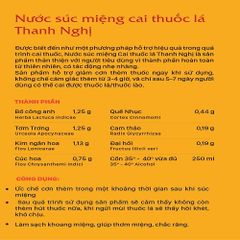 Nước Súc Miệng Cai Thuốc Lá Thanh Nghị 250ml - Giúp Thơm Miệng, Trắng Răng, Ức Chế Cảm Giác Thèm Thuốc An Toàn, Hiệu Quả