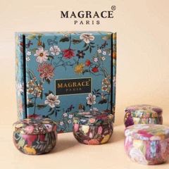 Set Hộp 4 Nến Thơm MAGRACE Paris - Hương Trà Trắng, Lục Bình, Lavender, Hoa Hồng Tuyết - Nến Tự Nhiên Sang Trọng, Quà Tặng Thú Vị