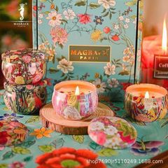 Set Hộp 4 Nến Thơm MAGRACE Paris - Hương Trà Trắng, Lục Bình, Lavender, Hoa Hồng Tuyết - Nến Tự Nhiên Sang Trọng, Quà Tặng Thú Vị