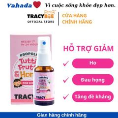 Xịt họng keo ong xanh Tracybee 30ml vị bạc hà và trái cây - Giảm ho, viêm họng, kháng khuẩn cho trẻ từ 1 tuổi trở lên