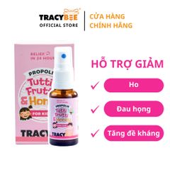 Xịt họng keo ong xanh Tracybee 30ml vị bạc hà và trái cây - Giảm ho, viêm họng, kháng khuẩn cho trẻ từ 1 tuổi trở lên