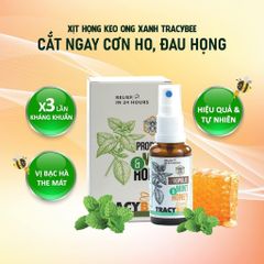 Xịt họng keo ong xanh Tracybee 30ml vị bạc hà và trái cây - Giảm ho, viêm họng, kháng khuẩn cho trẻ từ 1 tuổi trở lên