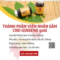 Viên Uống Nhân Sâm CND GINSENG GOLD Canada - Tăng Cường Sức Khỏe, Đề Kháng, Giảm Mệt Mỏi, Tỉnh Tảo, 60 Viên 500mg
