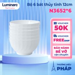 Bộ 6 Bát Ăn Cơm Thủy Tinh Luminarc Trianon 12cm - An Toàn Lò Vi Sóng, Máy Rửa Bát, Thiết Kế Hiện Đại