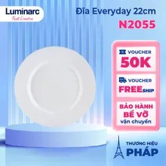 Đĩa thủy tinh Luminarc Everyday N2055 - Đĩa 19cm Sang trọng, Chịu Nhiệt, Dùng An Toàn Cho Lò Vi Sóng và Máy Rửa Bát