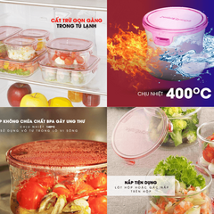 Hộp Thủy Tinh Tròn Iwaki 380ml - Chịu Nhiệt Borosilicate, Dùng Lò Vi Sóng, Tiện Lợi Bảo Quản Thực Phẩm, Made in Thailand