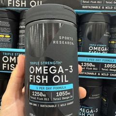 Dầu Cá Sports Research Omega-3 Fish Oil Triple Strength 150 Viên - Hỗ Trợ Sức Khỏe Tim Mạch & Não Bộ, Giảm Viêm Khớp