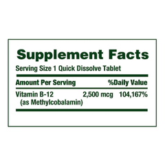 Viên uống bổ sung Vitamin B12 Nature's Bounty 2500mcg 300 viên - Hỗ trợ năng lượng và trí nhớ, dạng ngậm tan nhanh từ Mỹ