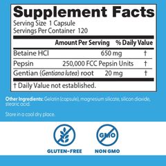 Viên Uống Betaine HCL Pepsin Gentian Bitters NOW Hỗ Trợ Hệ Tiêu Hoá Khoẻ Mạnh (Hộp 120 viên) - YoungFit