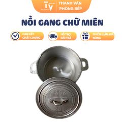 Nồi gang chữ miên sâu lòng đúc nguyên khối nấu đủ kích thước (TV291)