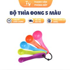 Bộ thìa đong nhựa 5 màu TVKITCHEN - Dụng cụ nhà bếp đa năng, dễ sử dụng, chất lượng cao, phù hợp với mọi gian bếp (TV1442)