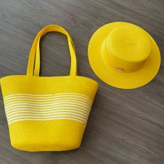 Set Túi Cói Nón Cói phong cách vintage Đi Biển Rực Rỡ Có Khóa Kéo - Túi Nữ Đeo Vai Thời Trang, Tiện Dụng Cho Picnic và Du Lịch