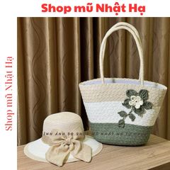 Set Túi Cói Dệt Handmade Size Lớn Và Nón Cói Đi Biển - Thời Trang Trẻ Trung, Đẹp Mắt, Tiện Lợi Cho Mọi Hoạt Động Ngoài Trời