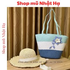 Set Túi Cói Dệt Handmade Size Lớn Và Nón Cói Đi Biển - Thời Trang Trẻ Trung, Đẹp Mắt, Tiện Lợi Cho Mọi Hoạt Động Ngoài Trời