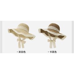 Mũ Cói Đi Biển Phong Cách Hàn Quốc - Nón Cói Chống Nắng UV, Dễ Gấp Gọn Và Hoạ Tiết Dây Ren Thời Trang Cho Nữ