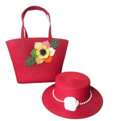 Túi Cói Đi Biển Size To Kèm Nón Thời Trang - Túi Đeo Vai, Xách Tay Đựng Đồ Cứng Cáp Cho Mọi Hoạt Động Ngoài Trời
