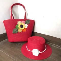 Túi Cói Đi Biển Size To Kèm Nón Thời Trang - Túi Đeo Vai, Xách Tay Đựng Đồ Cứng Cáp Cho Mọi Hoạt Động Ngoài Trời