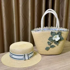 Túi Cói Xách Tay Mini Kèm Nón Rộng Vành - Phụ Kiện Đi Biển Vintage Cho Nữ, Dễ Phối Đồ, Thân Thiện Với Môi Trường