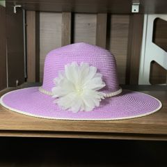 Set Túi Cói Màu Tím - Túi Xách Đeo Vai Chất Liệu Cói, Kèm Nón Có Khoá Kéo, Phong Cách Thời Trang, Phù Hợp Đi Làm Và Picnic