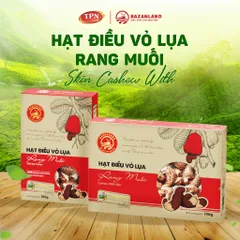 Hạt Điều Vỏ Lụa Rang Muối Bazanland - Đặc Sản Cao Nguyên Ngon Miệng, Giàu Dinh Dưỡng, Hộp 105g/190g Thích Hợp Cho Mọi Lứa Tuổi