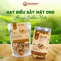 Hạt Điều Sấy Mật Ong Bazanland 600g - Đặc Sản Cao Nguyên, Ngọt Bùi Giòn Tan, Thức Ăn Vặt Tự Nhiên Ngon Miệng
